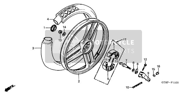 Honda PK50SM 1993 Rear Wheel (1) for a 1993 Honda PK50SM